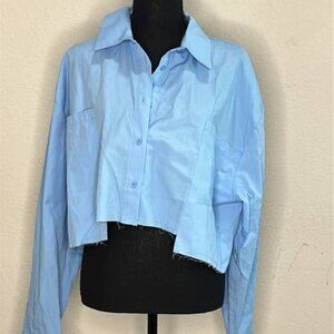 Trendy Long-Sleeve Crop Shirt